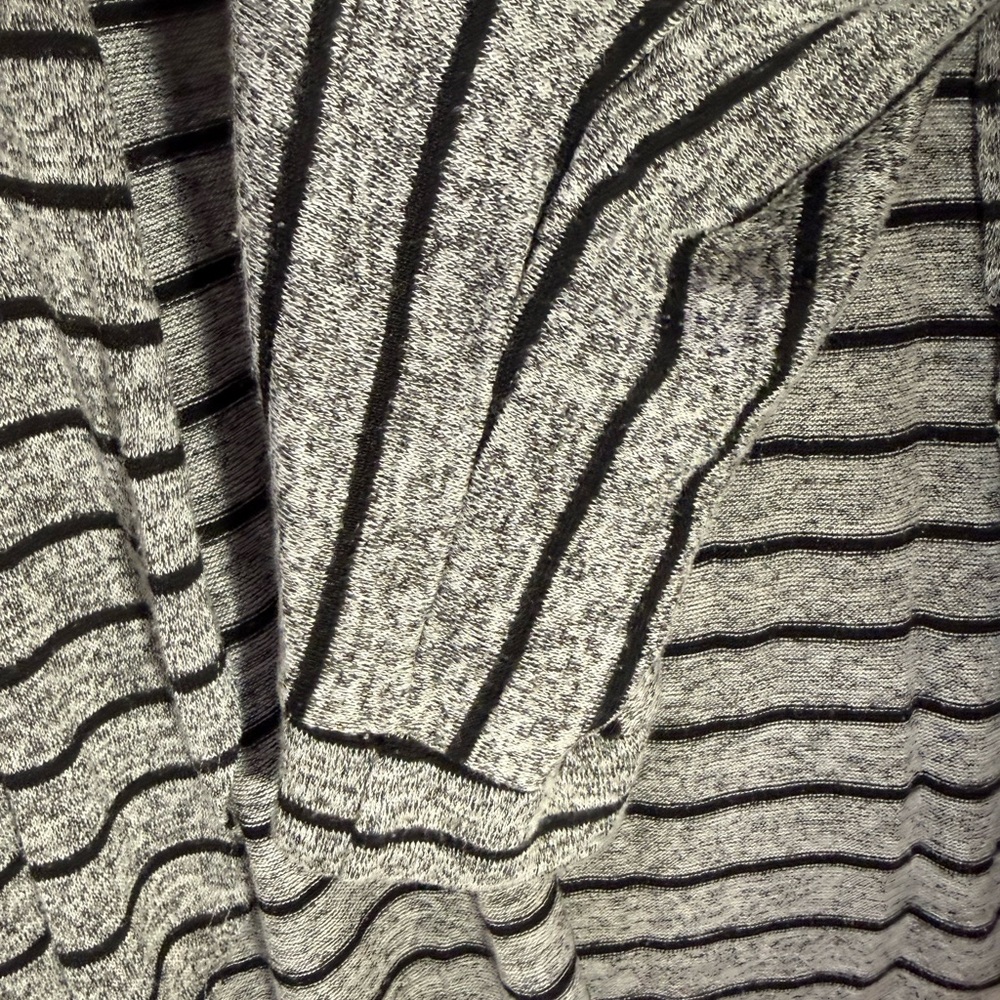 Olivia Rae Open Front Long Cardigan Striped Gray And Black Stripes - Picture 6 of 8